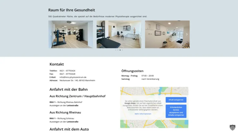 HMZ-Physiozentrum Mannheim – Räume und Kontakt